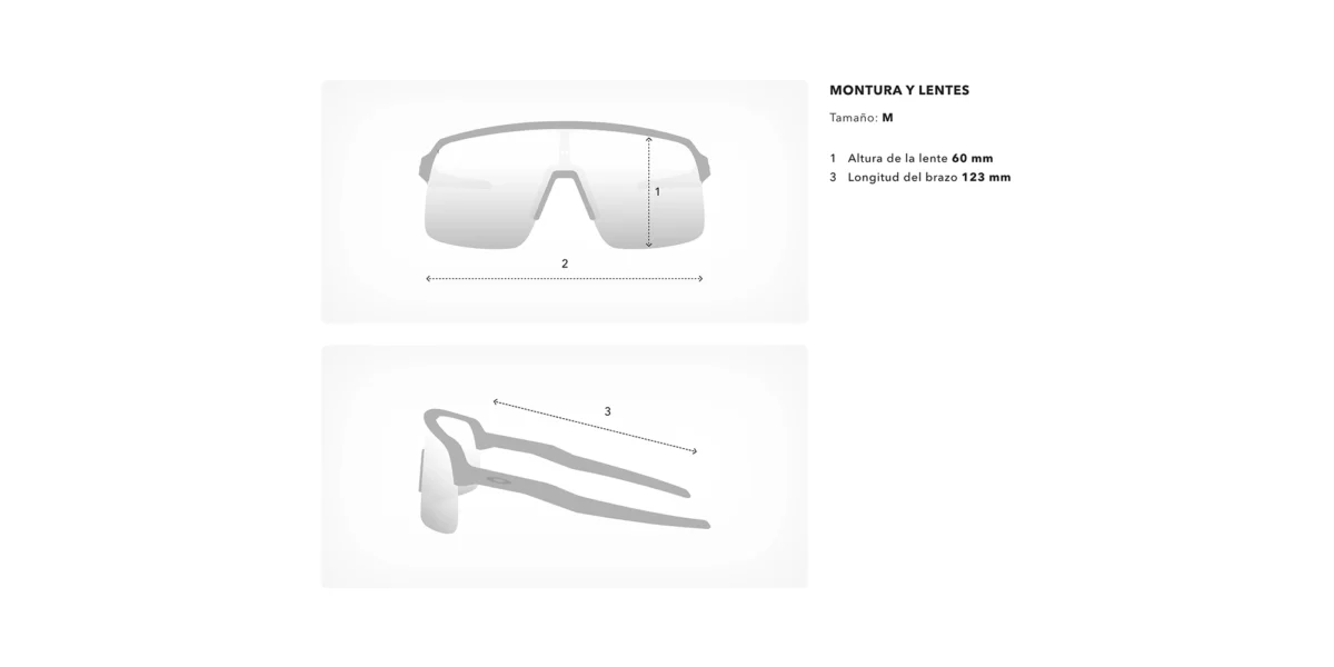 Especificaciones de tamaño de gafas de sol Oakley