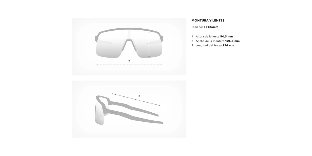 Especificaciones de tamaño de gafas de sol Oakley