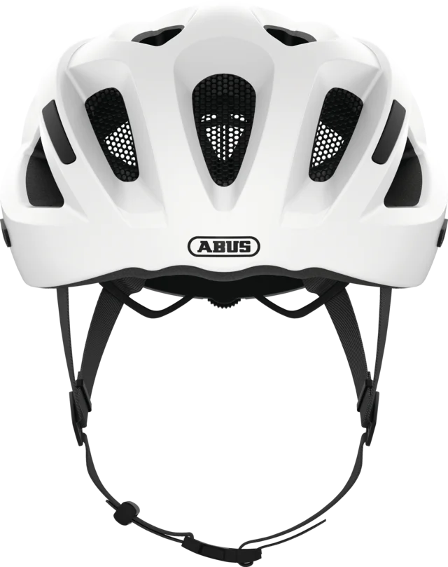 Vista frontal sin visera de casco de ruta blanco Abus Aduro