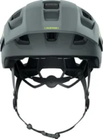 Vista frontal de casco de ciclismo gris Abus MoDrop Mips