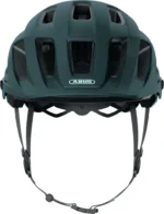 Vista frontal de casco de ciclismo azul Abus Moventor 2.0