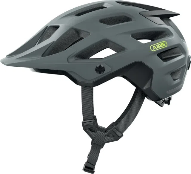 Vista lateral de casco de ciclismo gris Abus Moventor 2.0