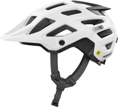 Vista lateral de casco de ciclismo blanco Abus Moventor 2.0 Mips