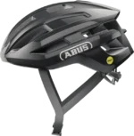 Vista lateral de casco de ciclismo negro brillante Abus Powerdome Mips