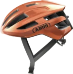 Vista lateral de casco de ciclismo naranja Abus Powerdome