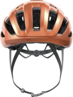 Vista frontal de casco de ciclismo naranja Abus Powerdome