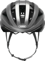 Vista frontal de casco de ciclismo gris Abus Viantor