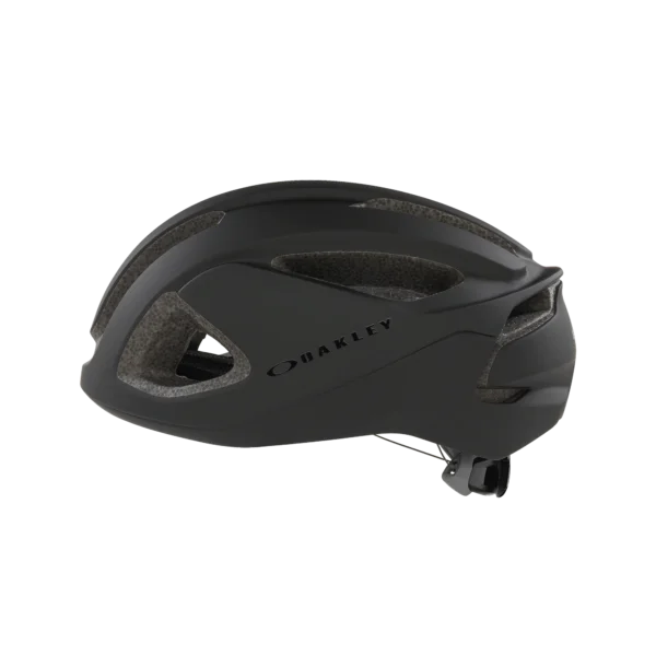 Vista lateral de casco de ciclismo negro Oakley Aro3 lite