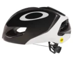 Vista lateral de casco de ciclismo negro/blanco Oakley Aro5