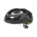 Vista lateral de casco de ciclismo negro brillante Oakley Aro5