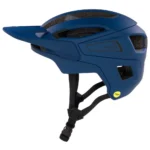 Vista lateral de casco de ciclismo azul Oakley Drt3 trail
