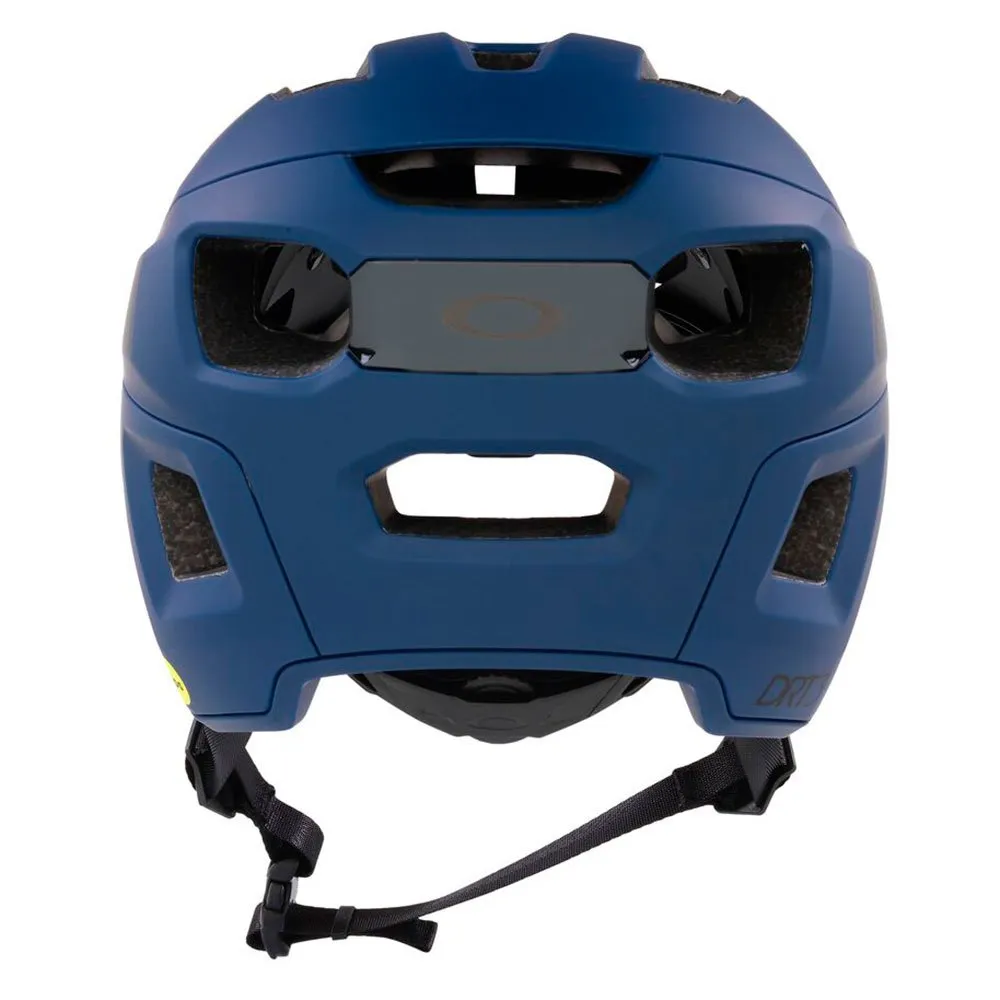Vista posterior de casco de ciclismo azul Oakley Drt3 trail