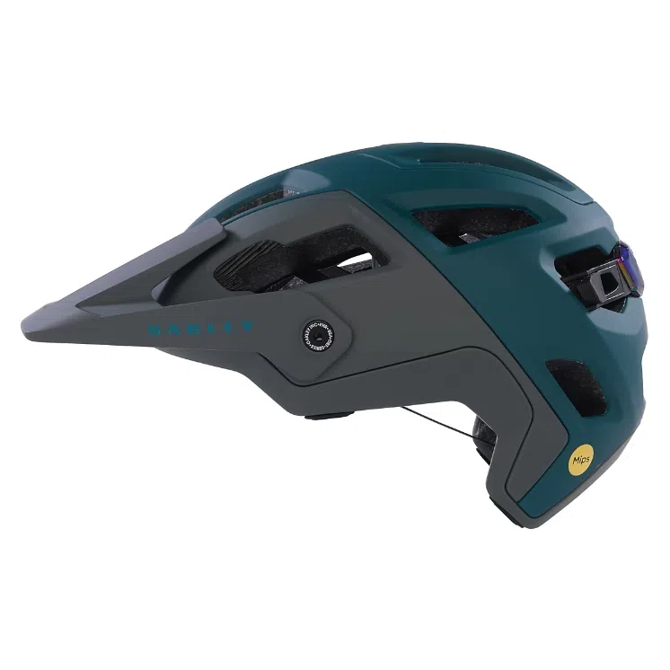 Vista lateral de casco de ciclismo azul Oakley Drt5 maven