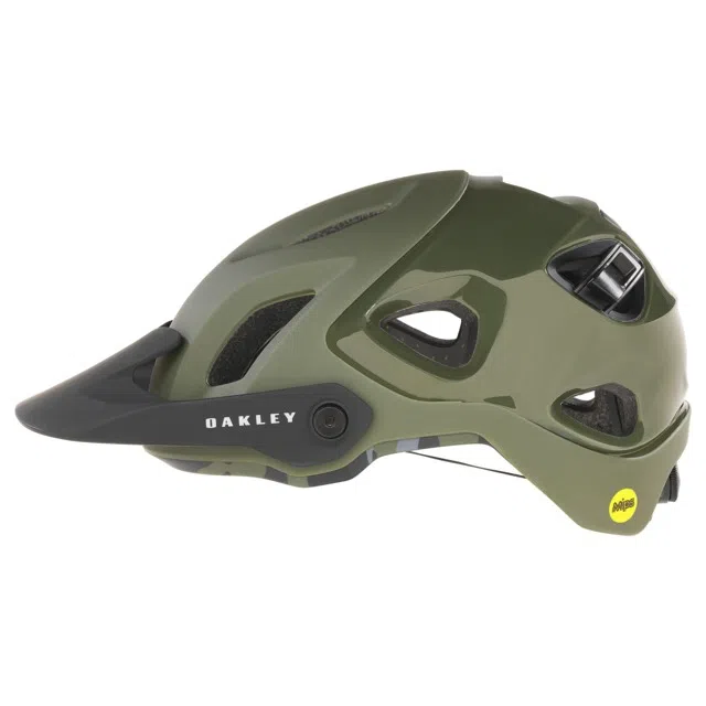 Vista lateral de casco de ciclismo verde Oakley Drt5