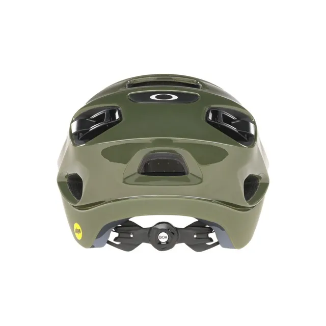 Vista posterior de casco de ciclismo verde Oakley Drt5