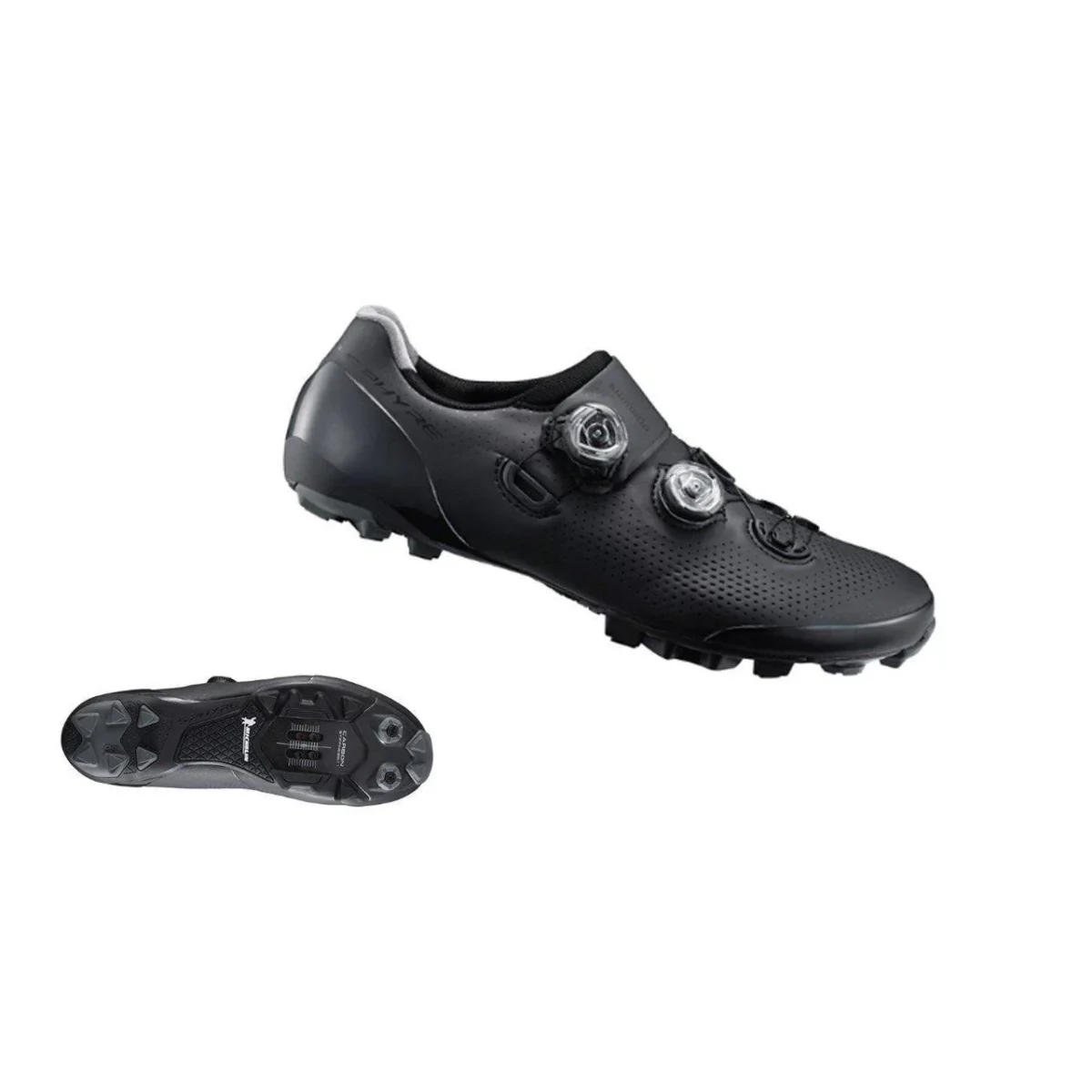Zapatilla de montaña Shimano XC901 color negro vista lateral e inferior